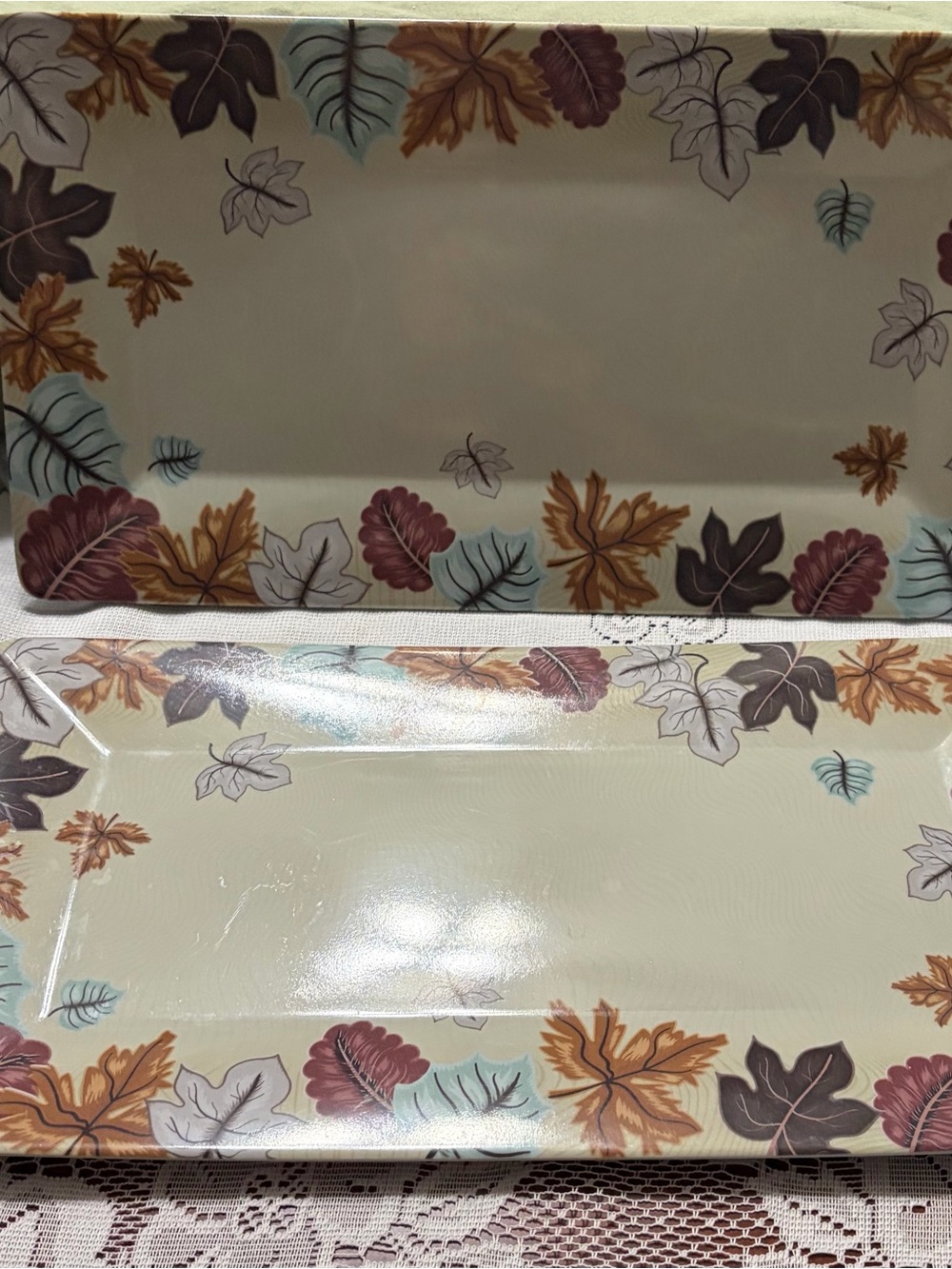 2 Autumn Leaf Decorative Serving Trays